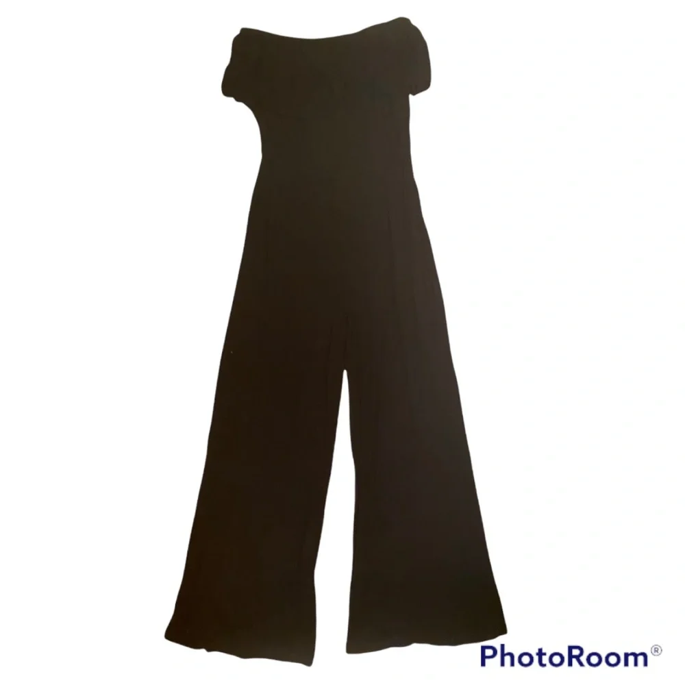 BLACK STRAPLESS WIDE LEG JUMPSUIT PLAYSUIT ROMPER ⭐️⭐️⭐️⭐️⭐️ - Picture 3 of 8